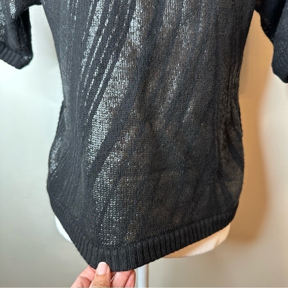 Diane Von Furstenberg Sweater Cardigan 100% Wool Zip Up Metallic Stripe Size S M - Picture 6 of 13